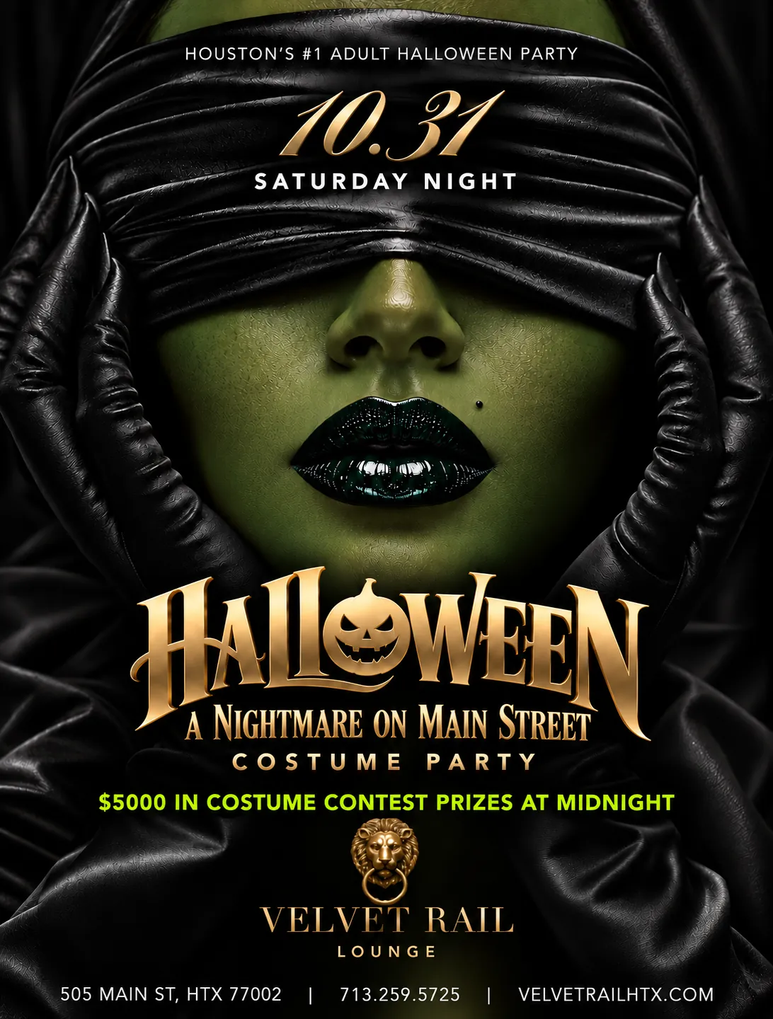 Halloween: A Nightmare on Main Street costume party flyer, Saturday, October 31, Velvet Rail Houston