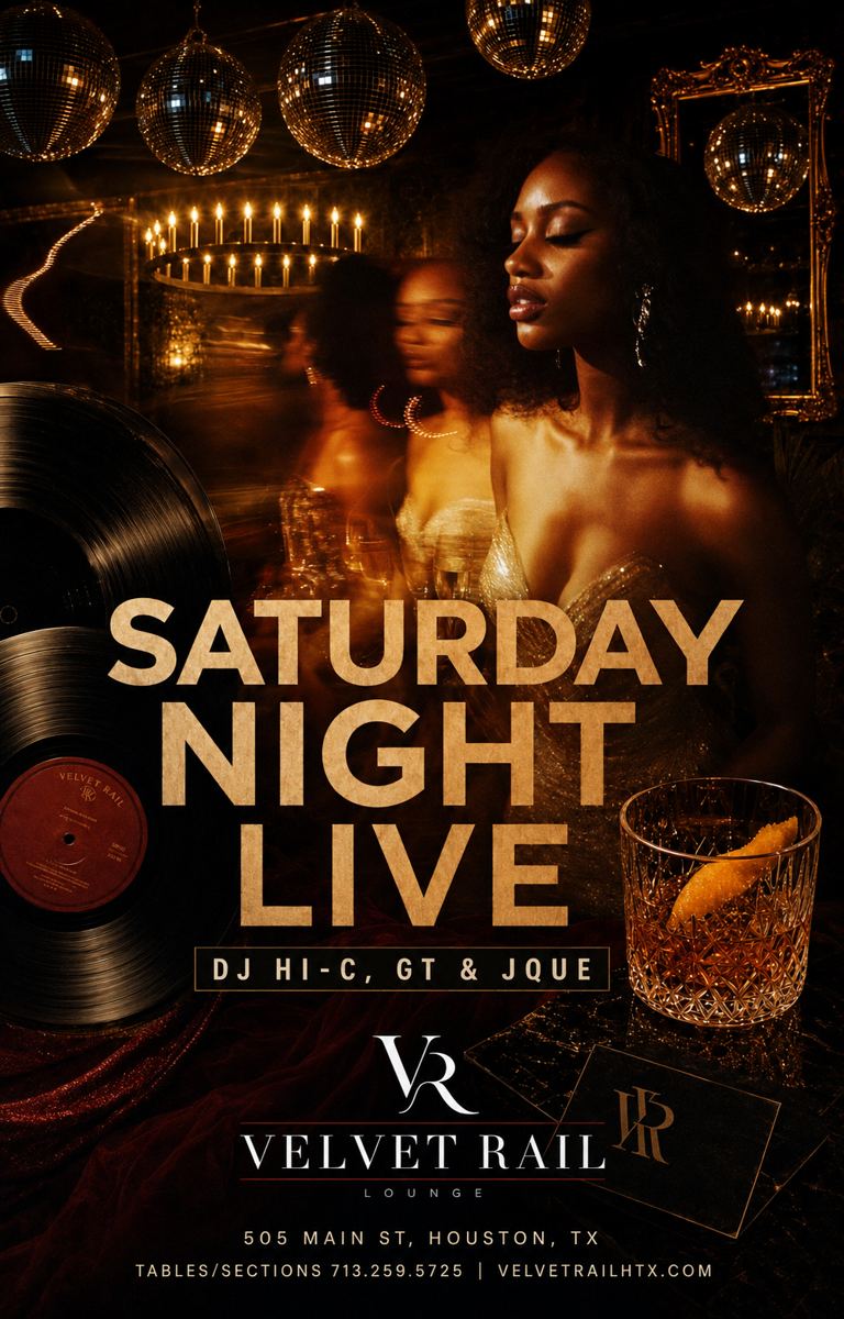 Saturday Night Live flyer, Velvet Rail Houston